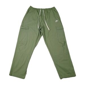Men's Nike Club Woven Cargo Trousers Green Men's Size Medium Ripstop Draw String